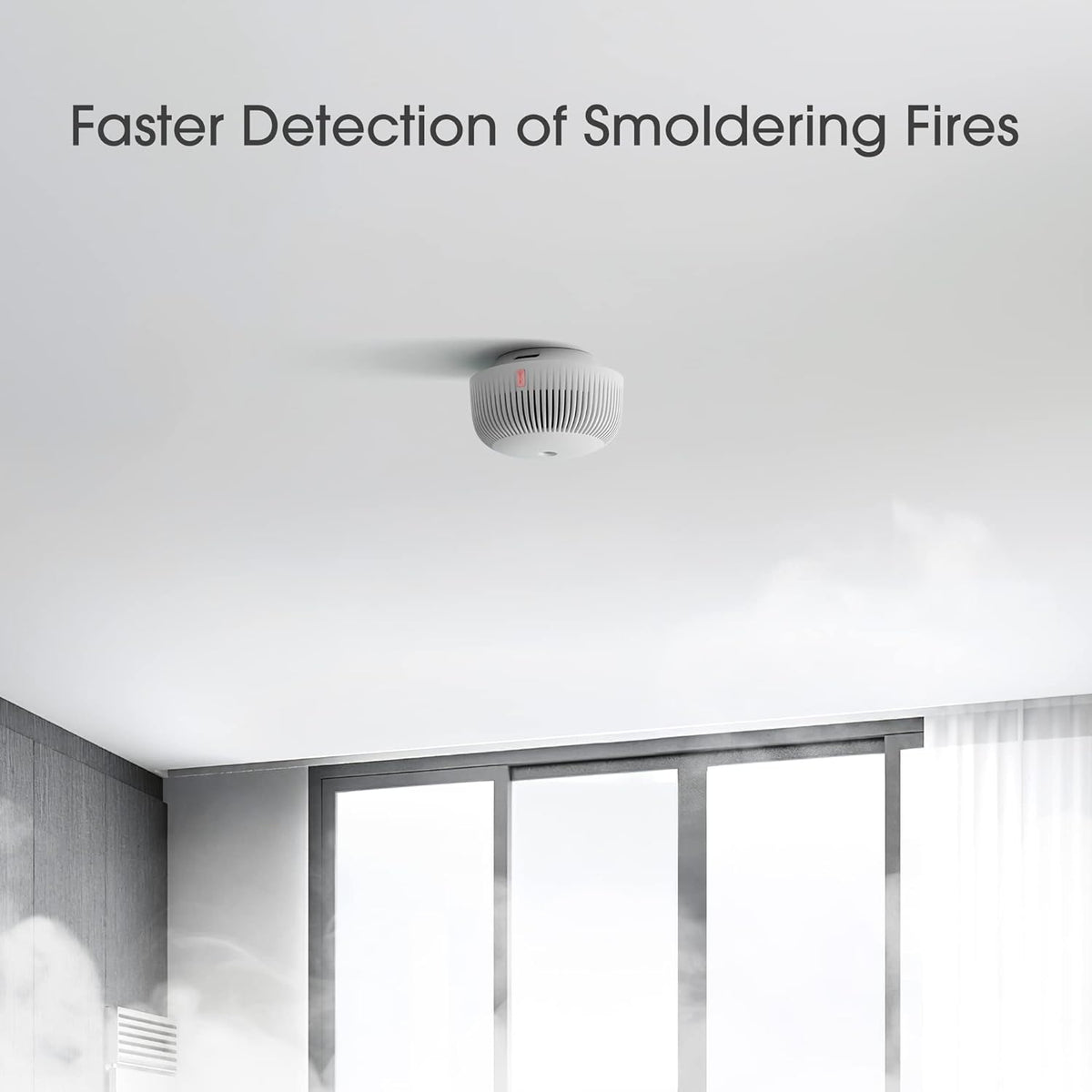 Mini Smoke Detector with 10-Year Battery, Photoelectric Sensor, Pack of 6 Q176747