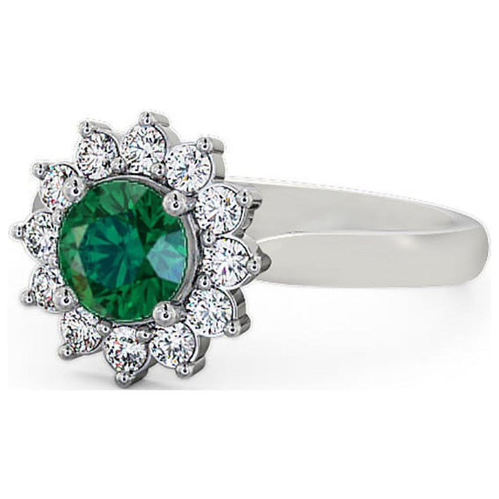 14K White Gold Floral Halo Diamond Engagement Ring I96162