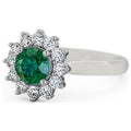 14K White Gold Floral Halo Diamond Engagement Ring I96162