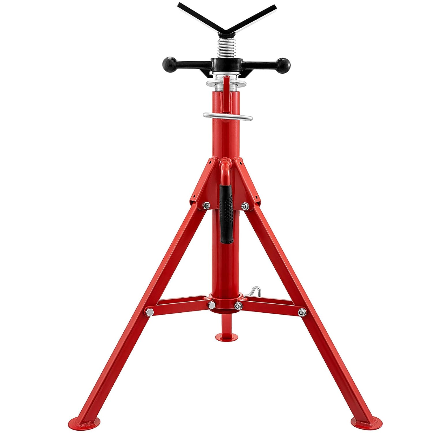 V Head Pipe Stand, Adjustable Height 24-42, 2500 lb. Load Capacity, Carbon Steel R7189
