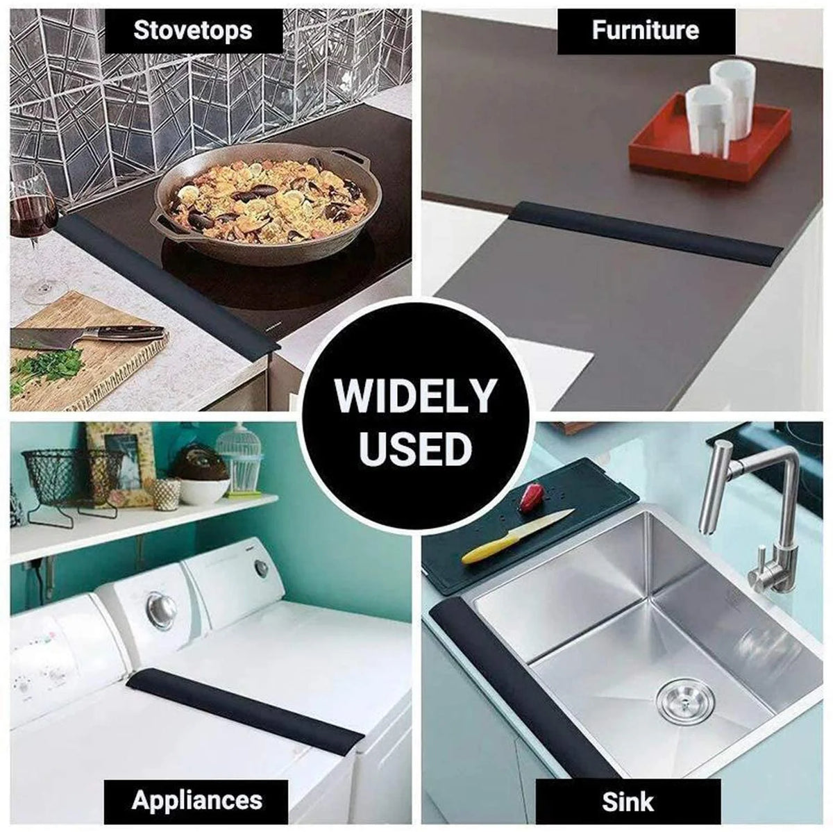 Silicone Stove Gap Covers (2 Pack, 21 Inches, Black) N772