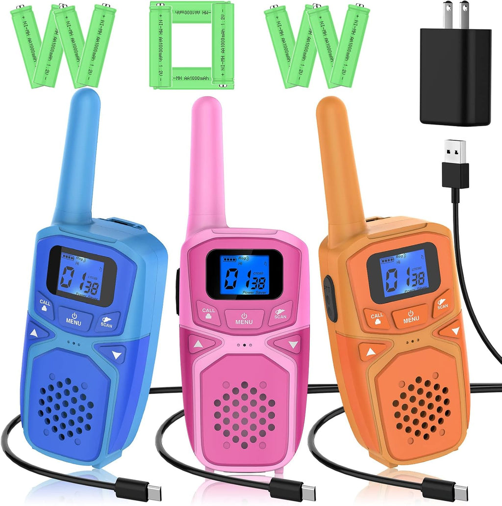 Walkie Talkie with Batteries and Charger (Blue Pink White Orange Green) U981