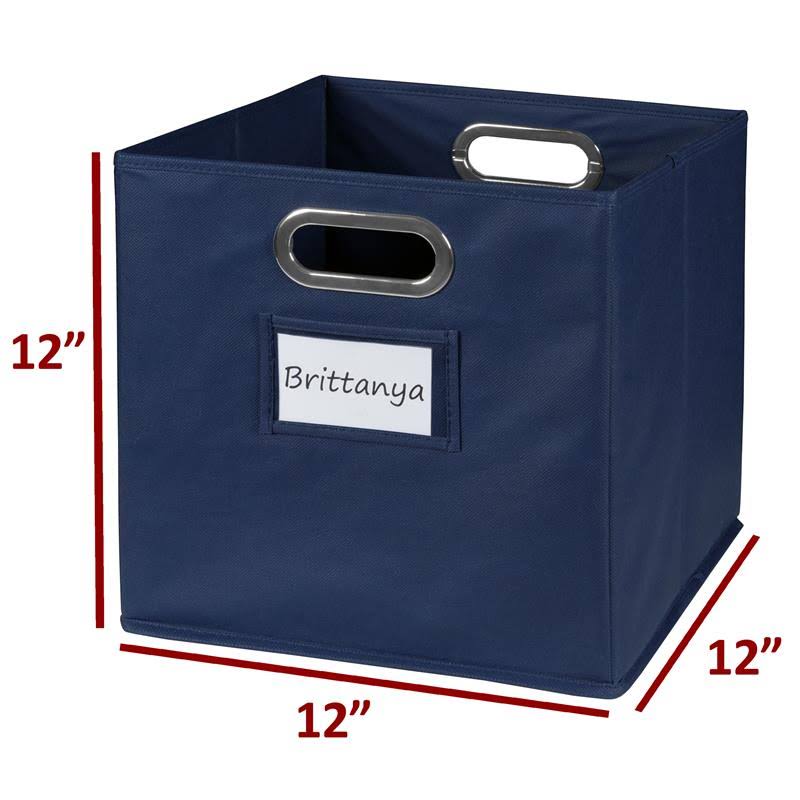 White Wood Grain/Blue 3 Cubes Storage Set with 1 Canvas Bin E30881
