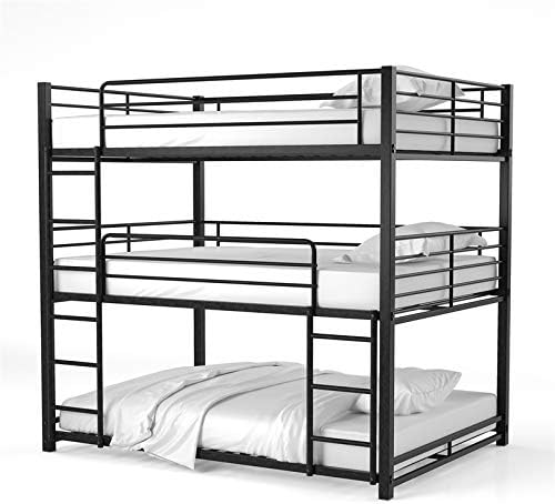 Metal Twin Triple Bunk Bed in Sand Black C71255