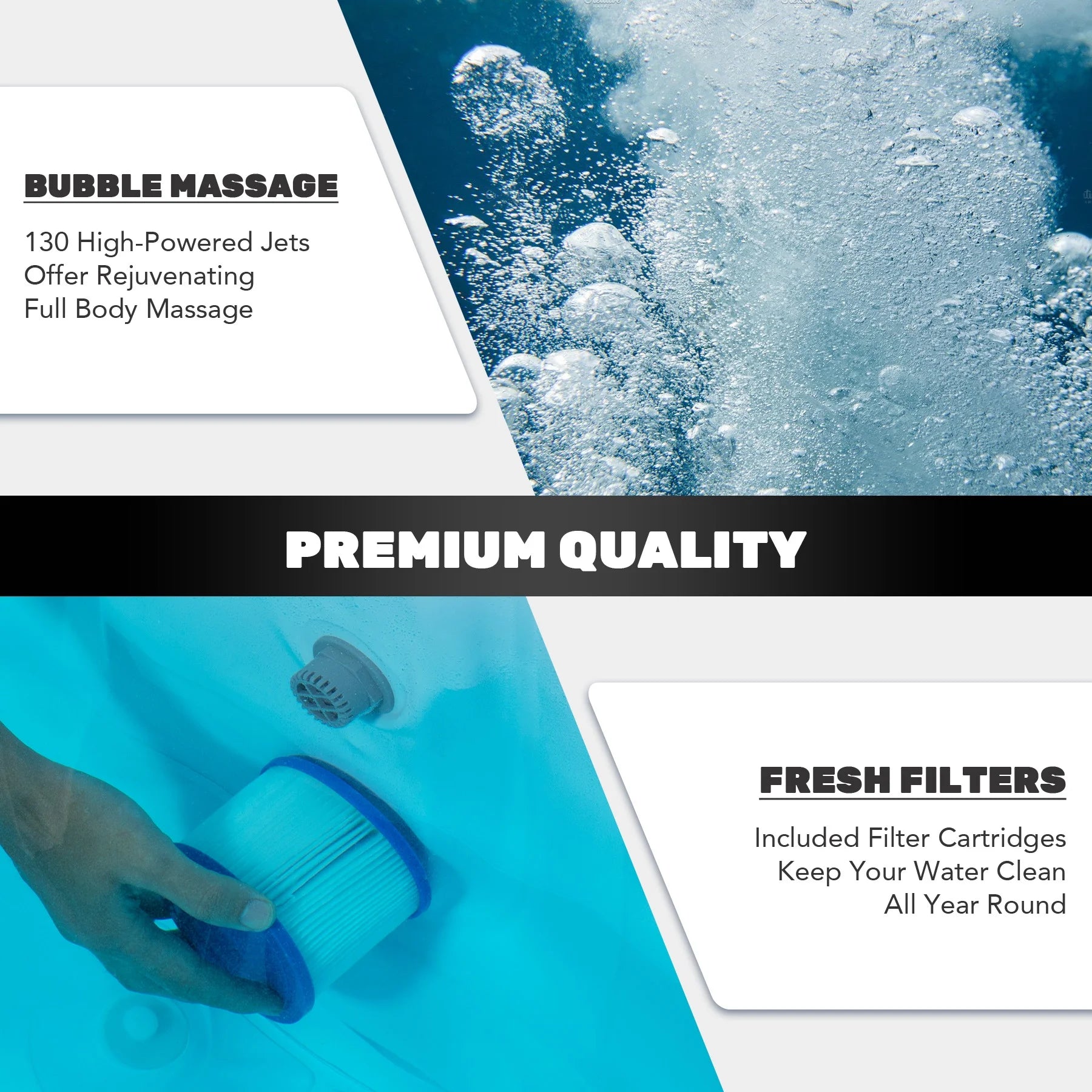 Blue 6-Person Inflatable Hot Tub with 140 Jets D505398