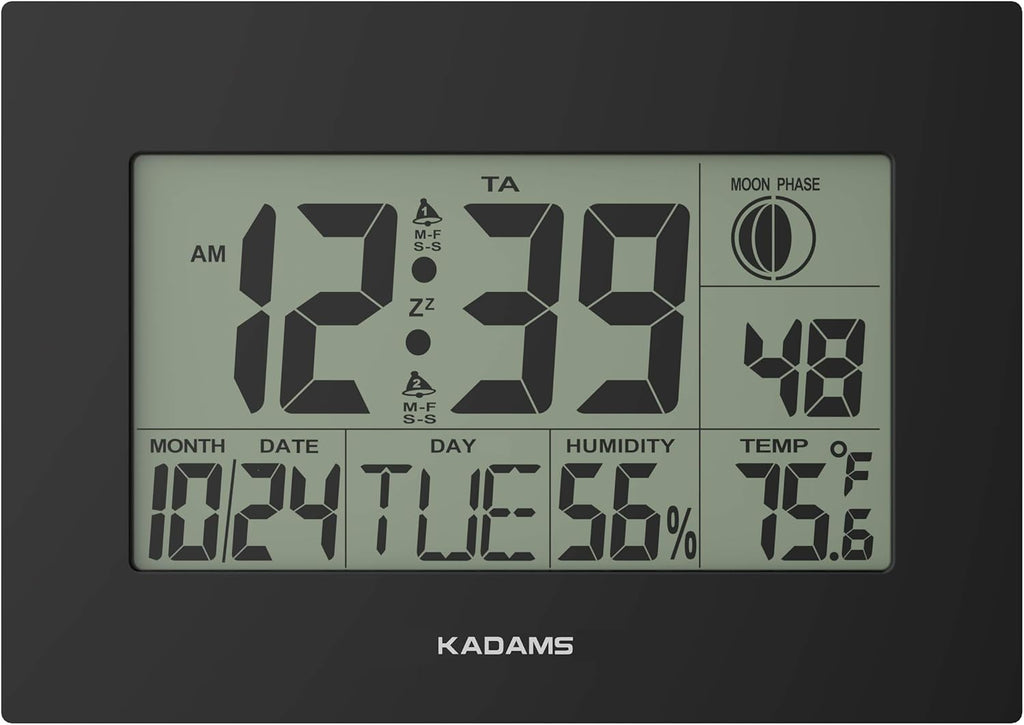 Silver Digital Wall Clock with Alarm Snooze Function W42471