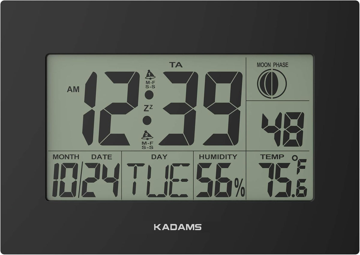 Silver Digital Wall Clock with Alarm Snooze Function W42471
