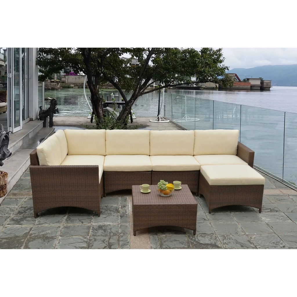 Modular Sectional Conversation Set with Ottoman Dark Brown Beige Y738895