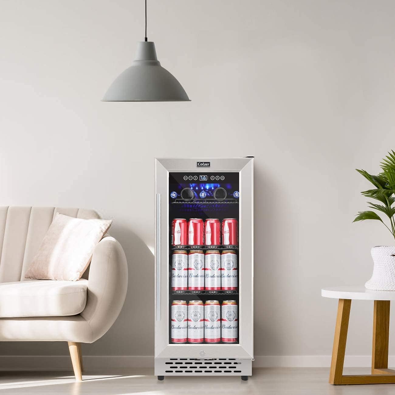 15 inch Glass Door Beverage Refrigerator 126 Cans Mini Cooler with Lock U741