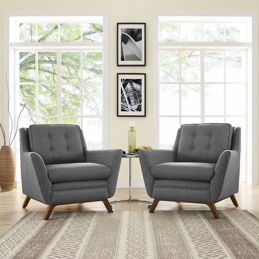 2 Piece Upholstered Fabric Living Room Set in Gray K442724
