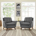 2 Piece Upholstered Fabric Living Room Set in Gray K442724