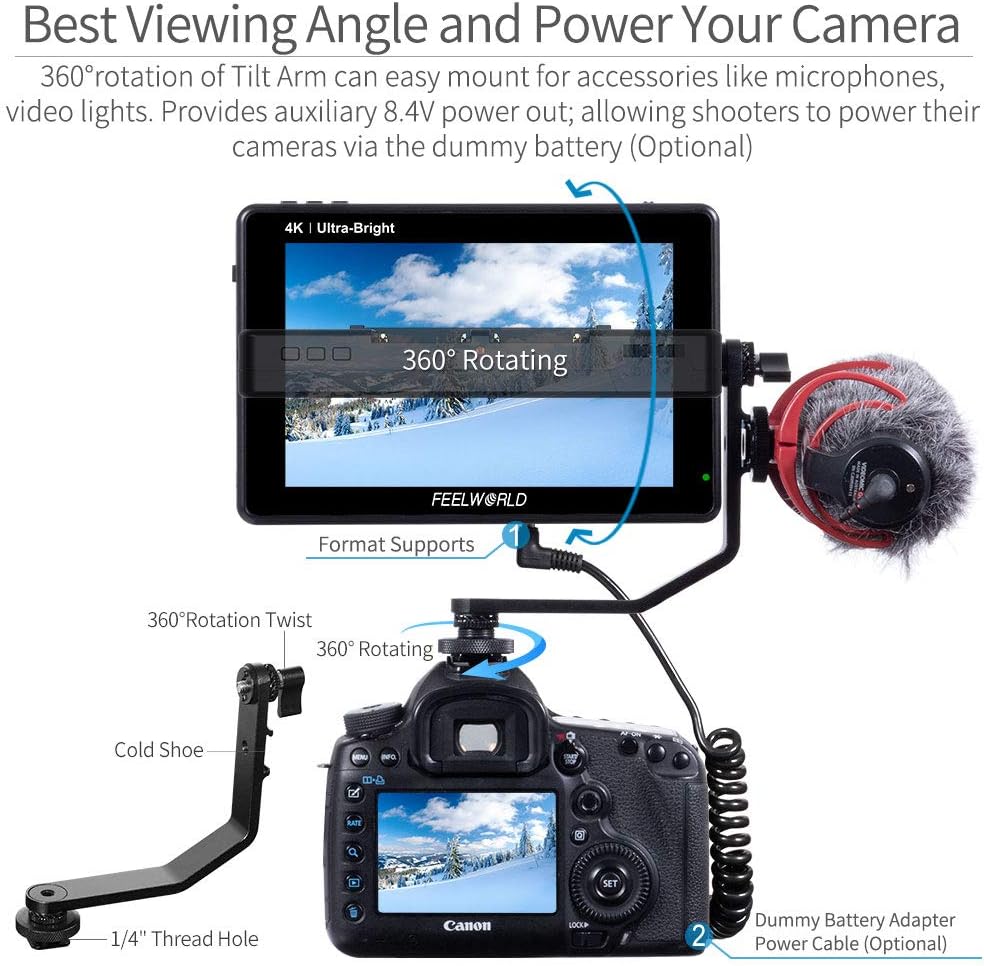 7 Inch 2200nit Touch Screen Camera Field Monitor with 4K HDMI Input X242395