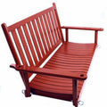 Red Wood Porch Swing with Vertical Slat Back and Seat P834