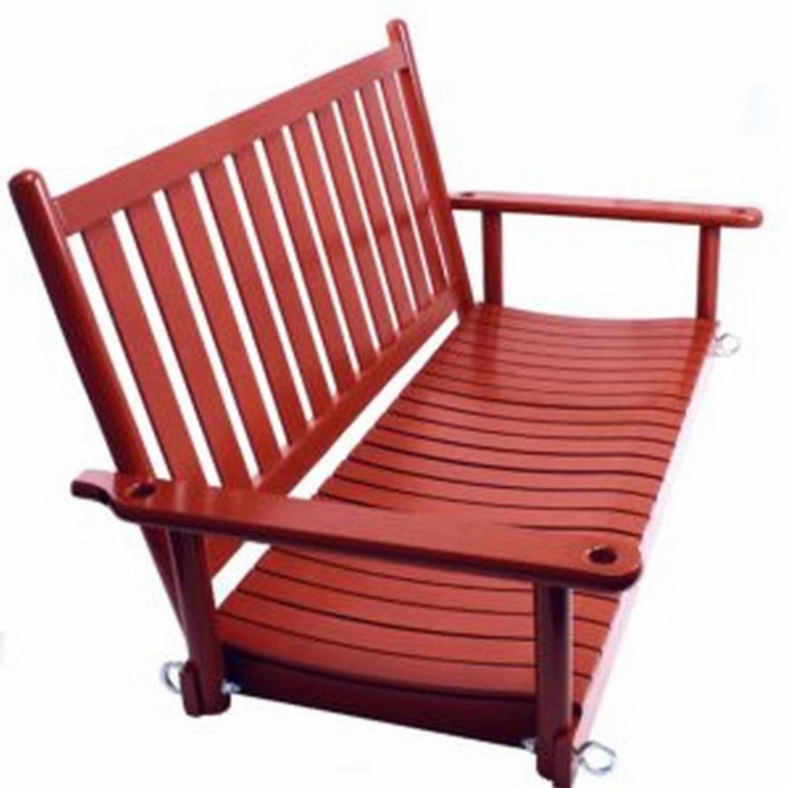 Red Wood Porch Swing with Vertical Slat Back and Seat P834