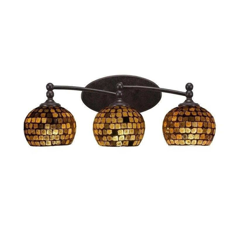 Dark Granite 3 Light Bath Bar with Italian Ice Glass M652
