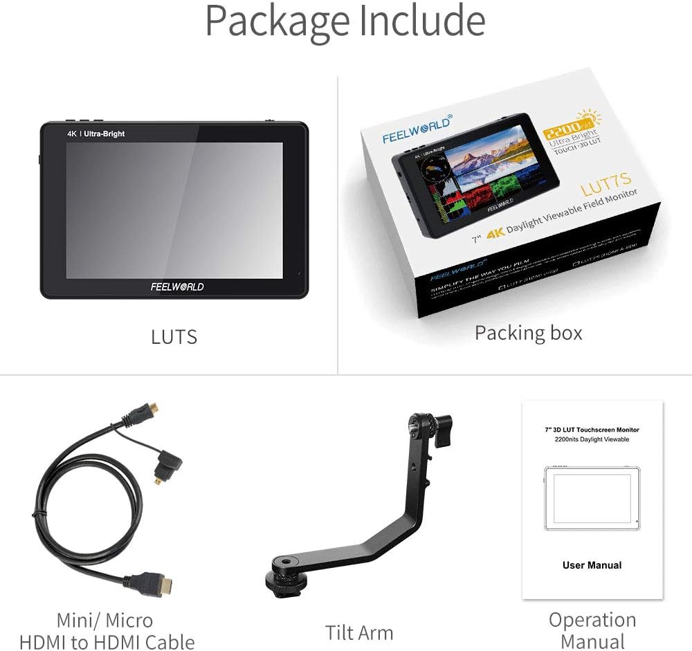 7 Inch 2200nit Touch Screen Camera Field Monitor with 4K HDMI Input X242395