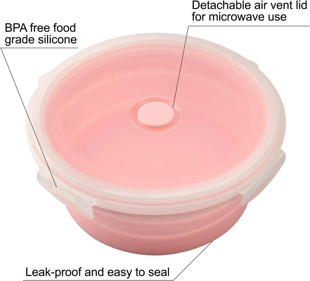 Pink Silicone Collapsible Food Storage Containers, Set of 4 O633631