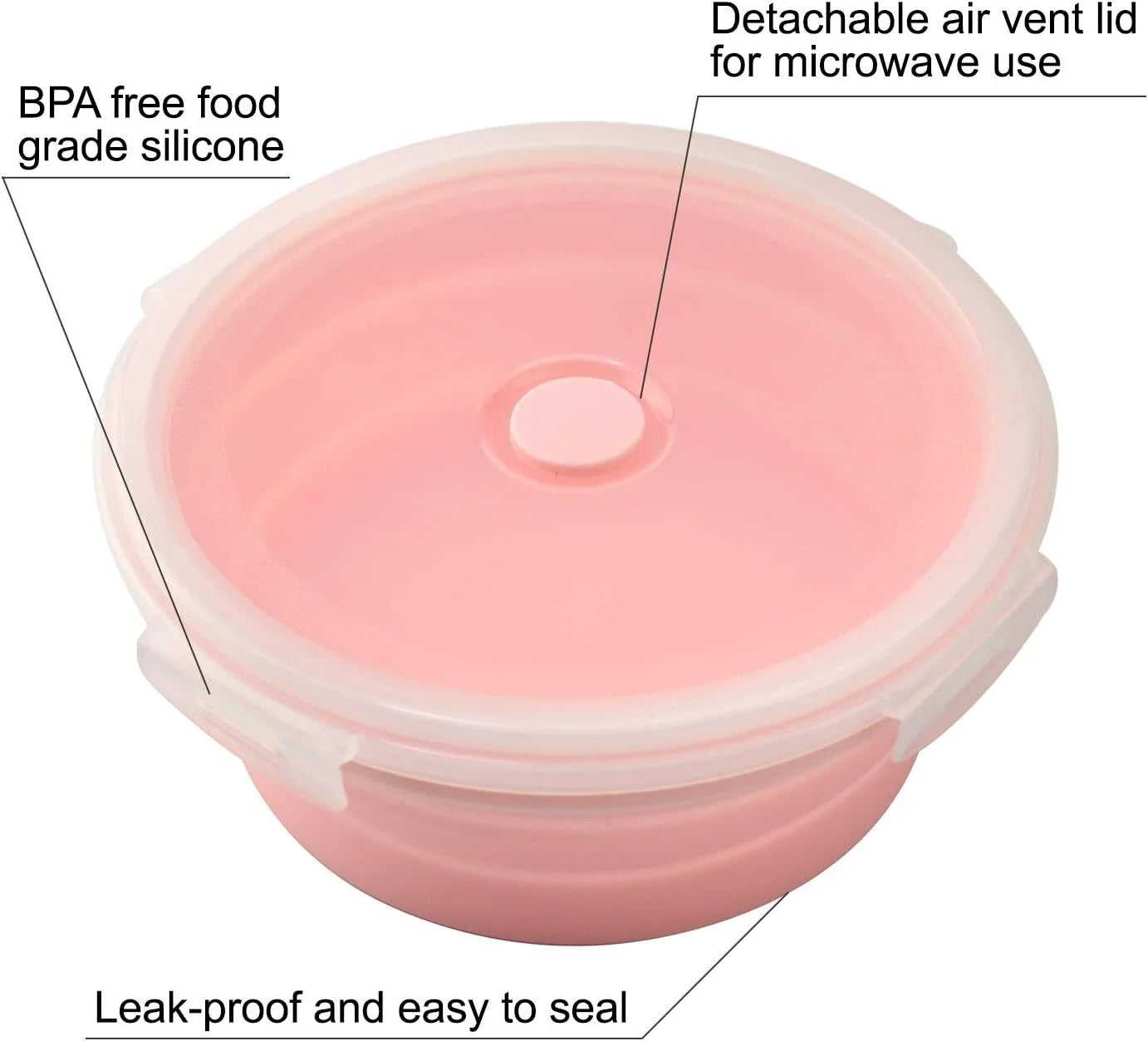 Pink Silicone Collapsible Food Storage Containers, Set of 4 O633631