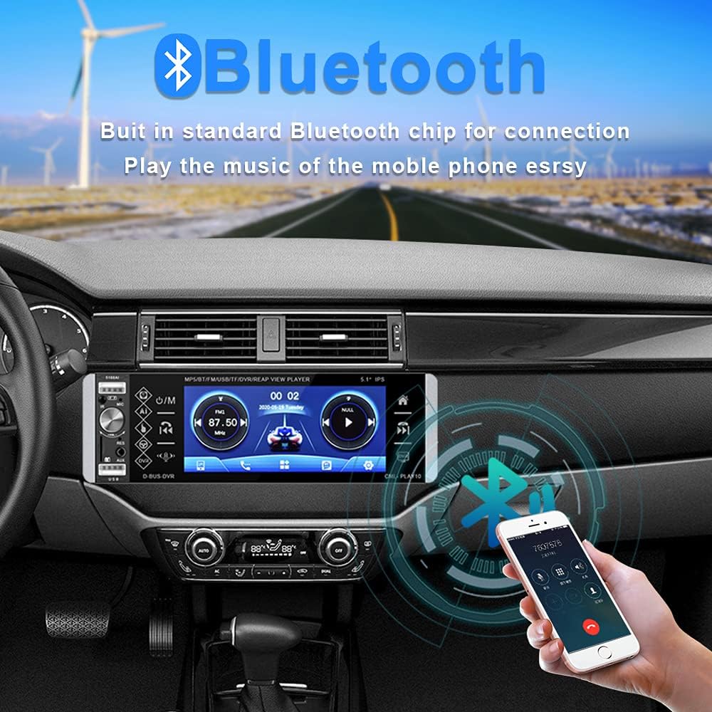 1 Din Bluetooth Touchscreen Car Stereo with Backup Camera I135102