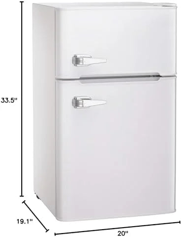 Mini Refrigerator 3.2Cu.Ft Compact Fridge Double Doors Freezer Grey T87580