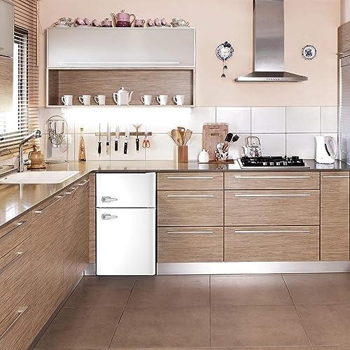 Mini Refrigerator 3.2Cu.Ft Compact Fridge Double Doors Freezer Grey T87580