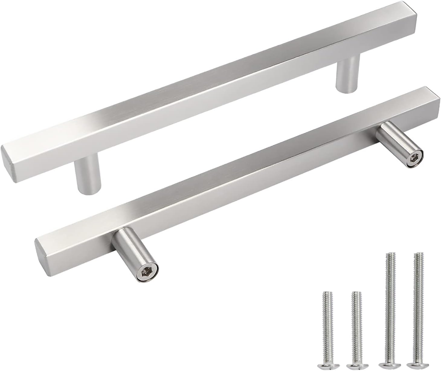 30 Pack Stainless Steel Square Drawer Pulls Brushed Nickel 5 Inch Hole Centers M8476