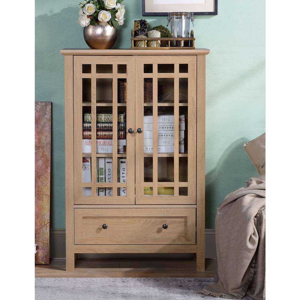 Light Oak Finish Accent Cabinet with Drawer W76182