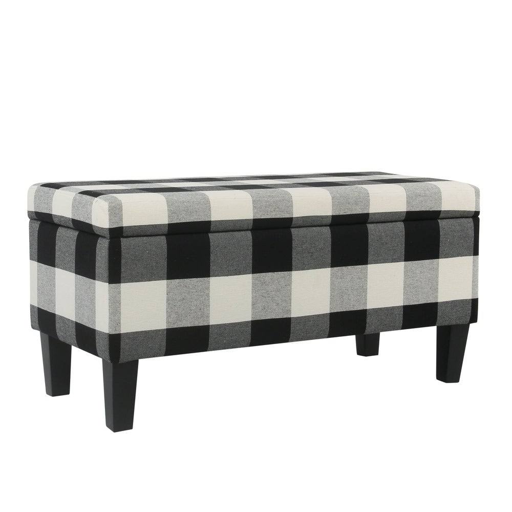 Black Plaid Decorative Storage Bench U571010