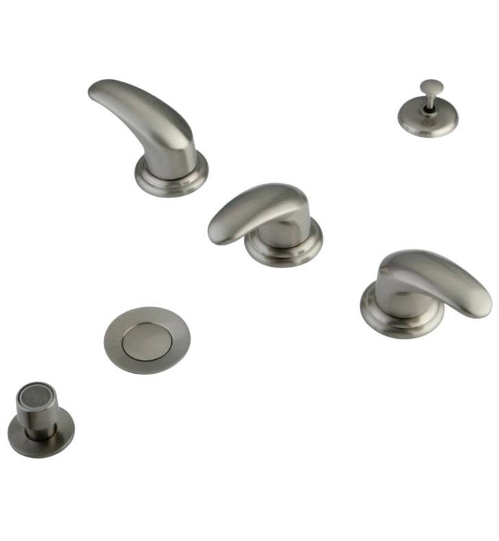 Polished Chrome Three Handle Bidet Faucet with Brass Pop-Up Z774