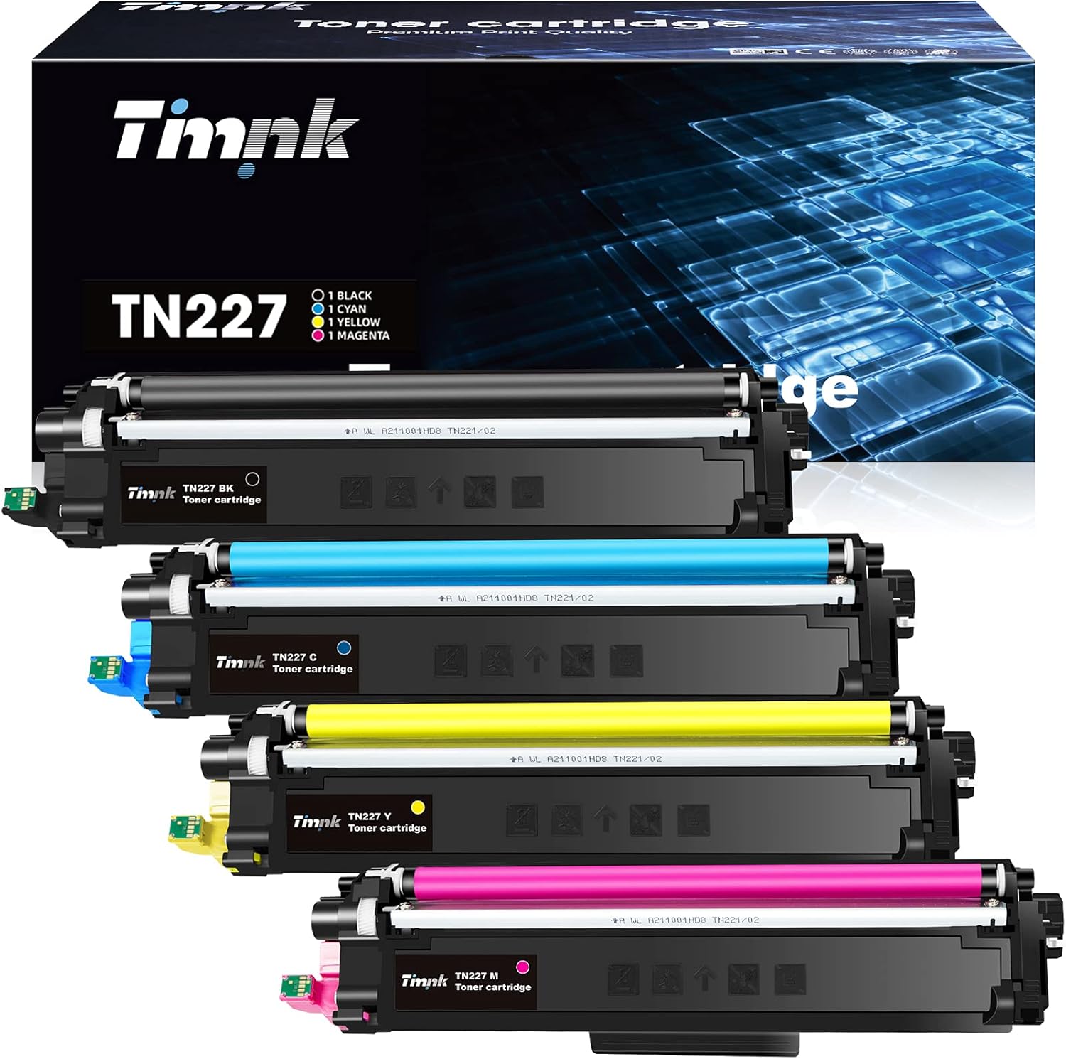 Toner Cartridge Replacement for Brother TN227 TN223, 4 Pack S800