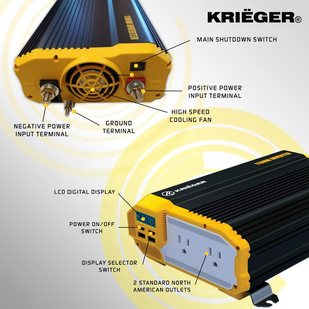2000 Watts Power Inverter 12V to 110V Modified Sine Wave Car Inverter with Dual 110 Volt AC Outlets U46264