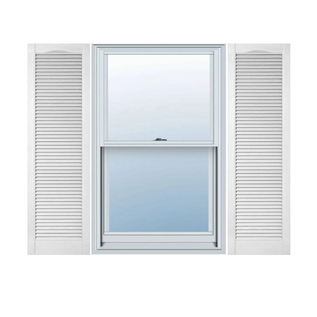 18x22W x 64x22H Bright White Vinyl Louver Shutters B498487