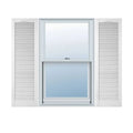 18x22W x 64x22H Bright White Vinyl Louver Shutters B498487