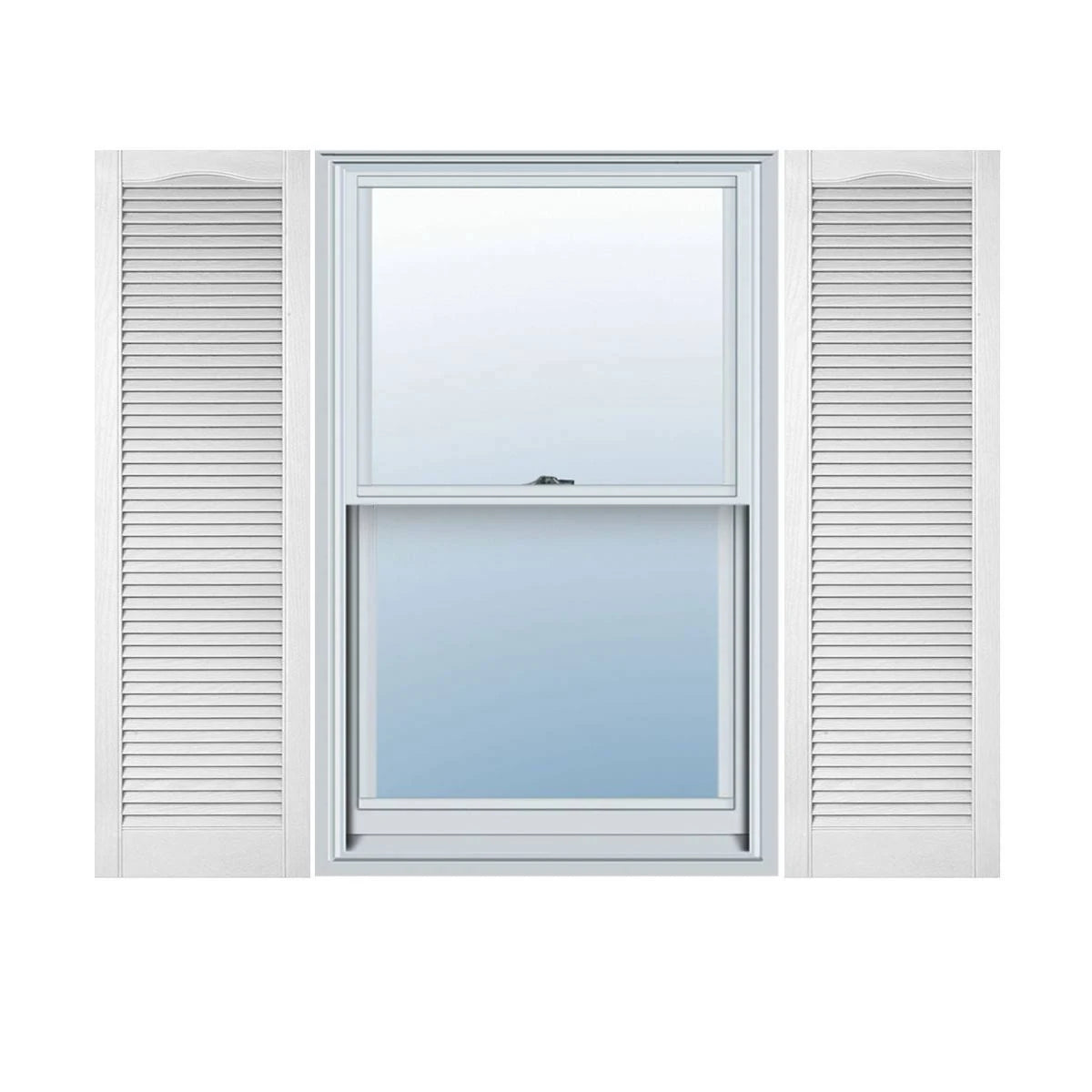 18x22W x 64x22H Bright White Vinyl Louver Shutters B498487