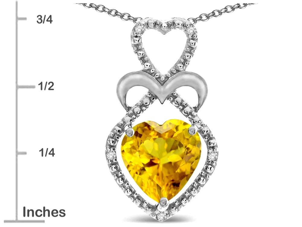 14k White Gold Citrine Heart Pendant Necklace M4452