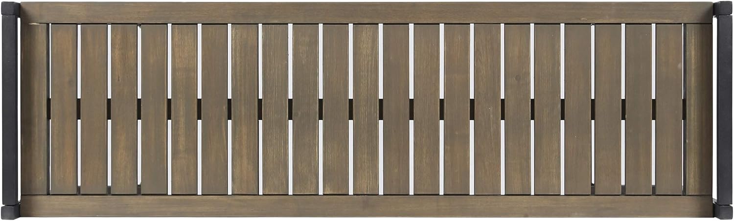 Gray Acacia Wood and Iron Bench C839