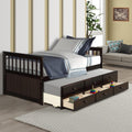 White Twin Captain's Bed with Trundle and Drawers E91675