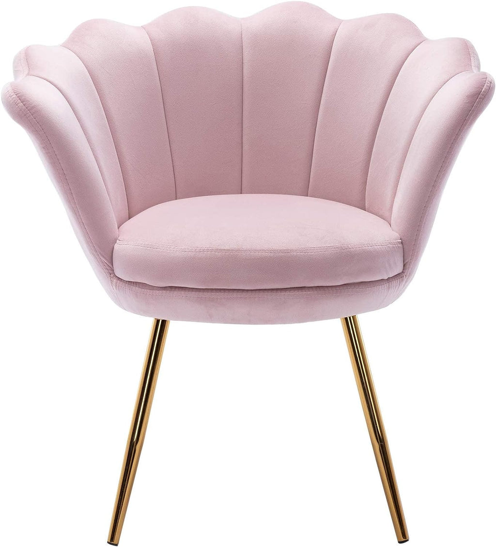 Light Pink Velvet Upholstered Vanity Chair with Gold Metal Legs O4992