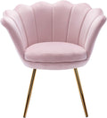 Light Pink Velvet Upholstered Vanity Chair with Gold Metal Legs O4992