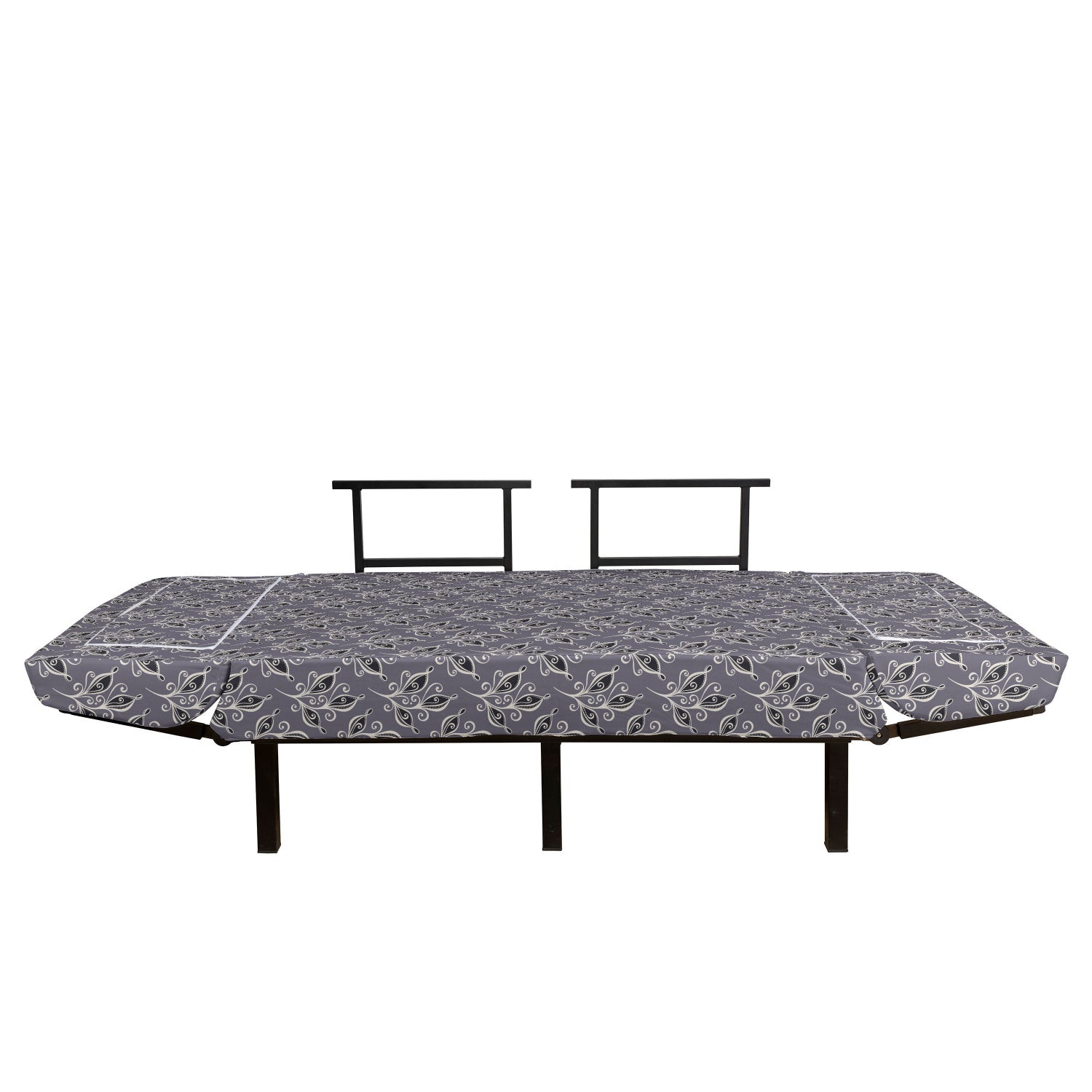 Dimgrey Black Beige Metal Frame Upholstered Futon Sofa M340