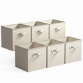 Beige Fabric Storage Cubes with Handle, 6-Pack E89363