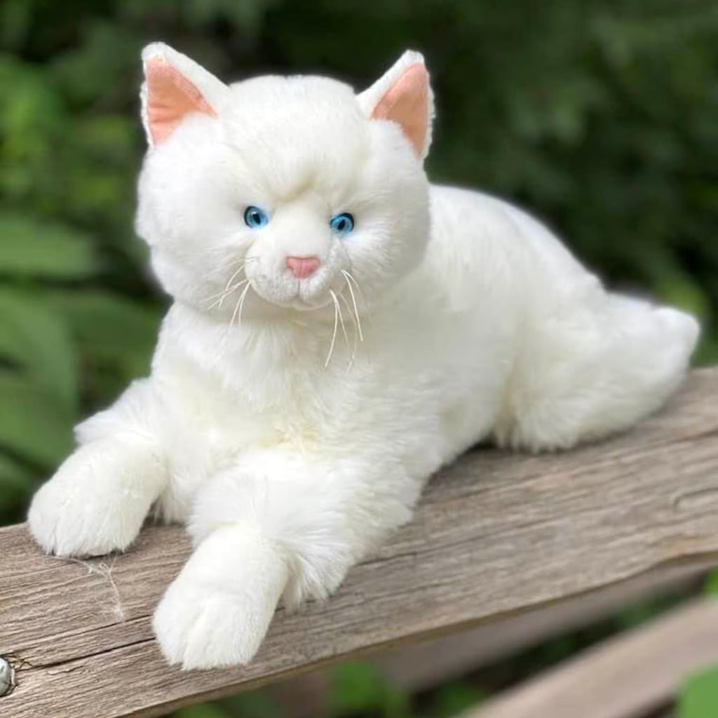 19-Inch White Faux Stuffed Plushie Cat W677727