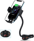 Car Cigarette Lighter Wireless Charger Phone Holder Mount, 15W Qi Fast Wireless Charging Cradle, Dual USB, Pack of 2 F83616