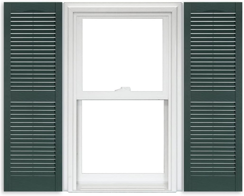White Vinyl Louver Shutters 1 Pair 15 Inch x 63 Inch O54769
