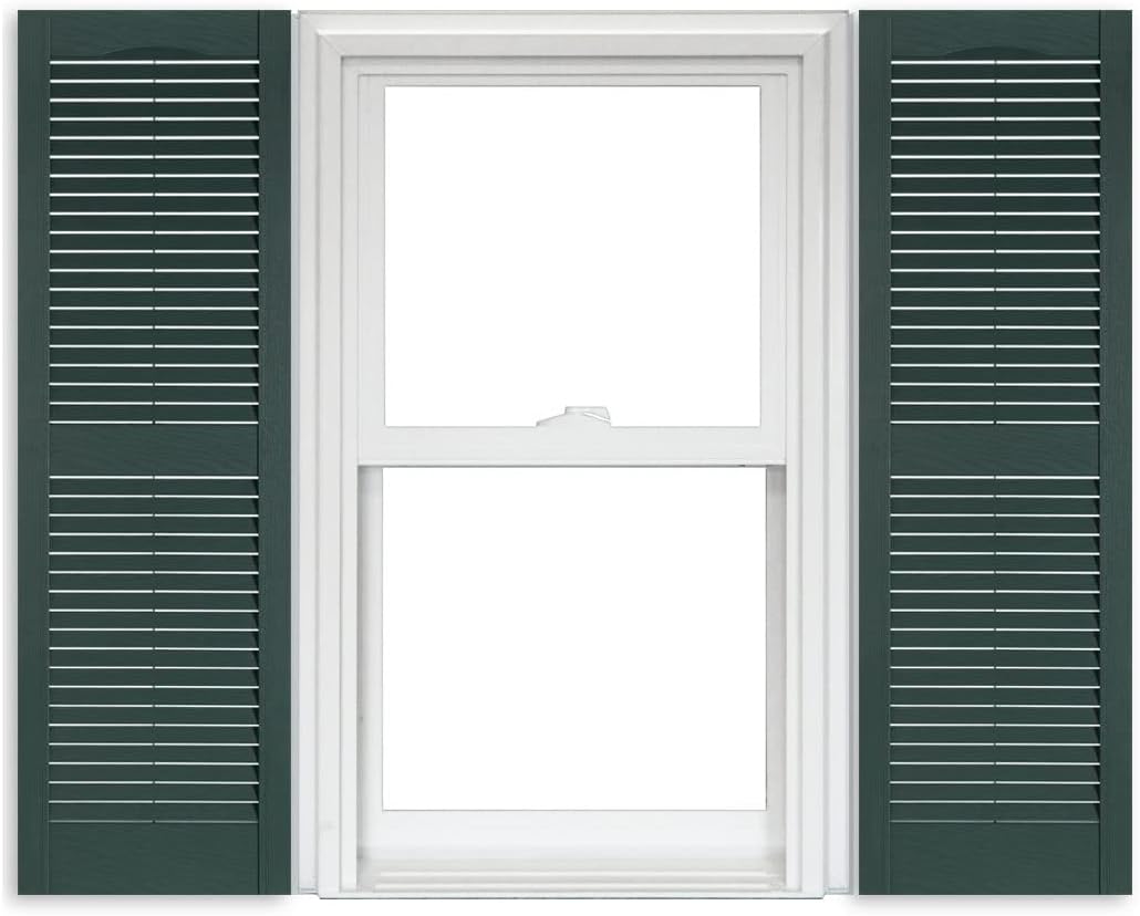 White Vinyl Louver Shutters 1 Pair 15 Inch x 63 Inch O54769
