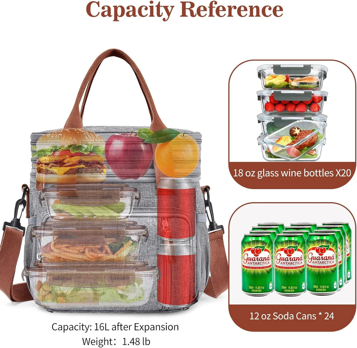 Gray Leakproof Insulated Lunch Cooler Bag T19170