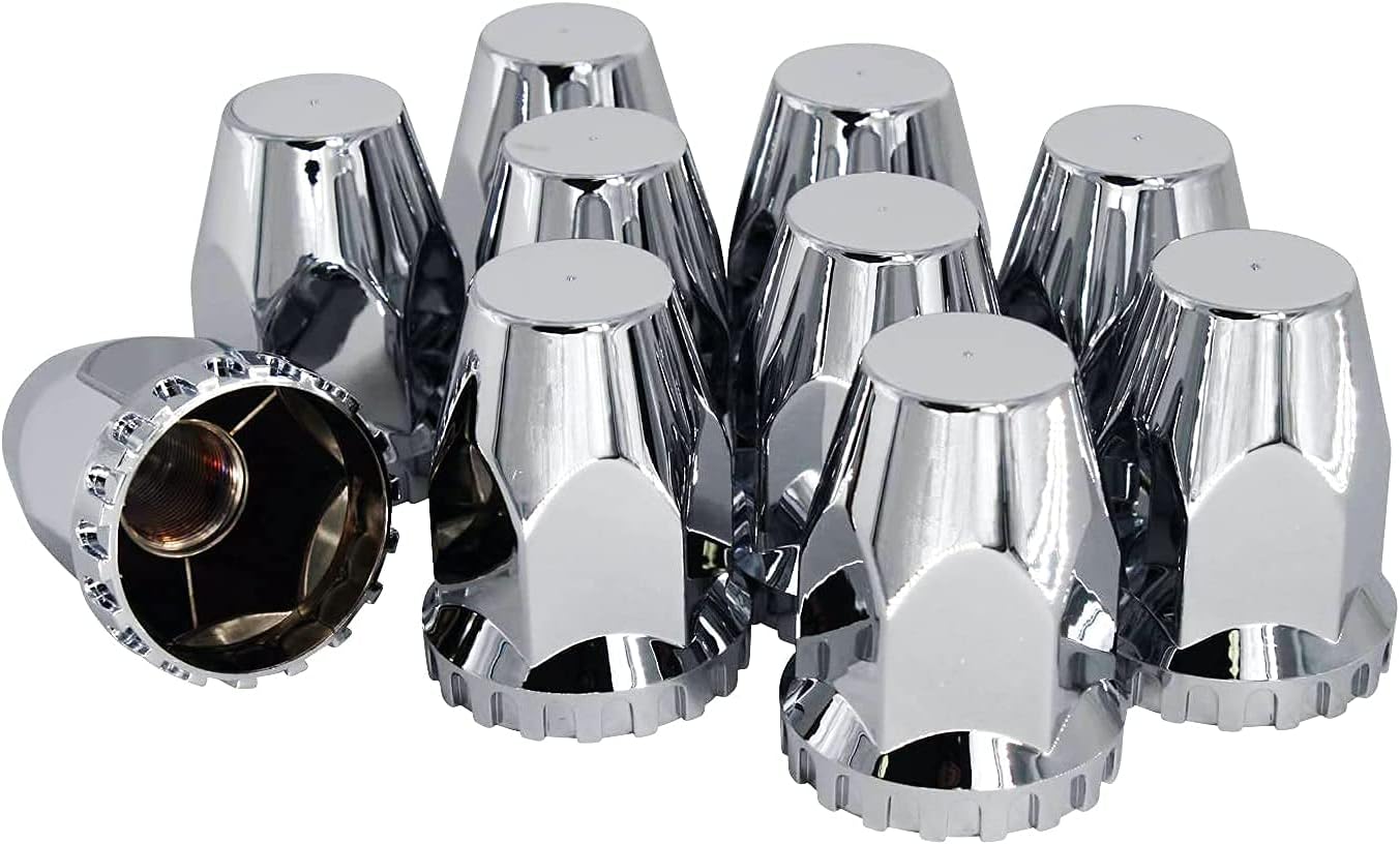 Chrome ABS Threaded-on Lug Nut Covers with Flange 33mm and 32mm (20pcs) Pack of 2 I65901