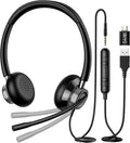 USB Headset with Rotatable Mic, Stereo Wired Headset, USB-C Adapter, Pack of 2 R421010