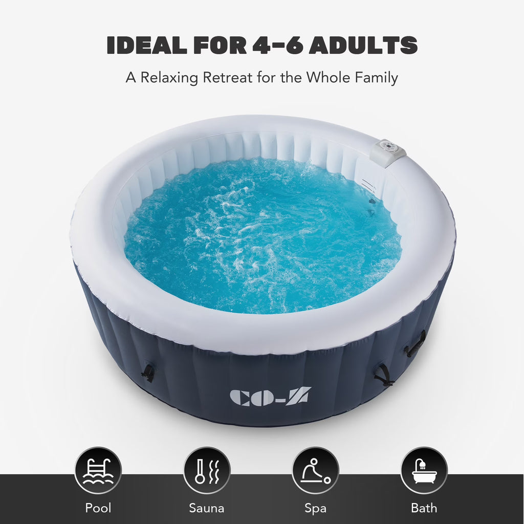 Blue 6-Person Inflatable Hot Tub with 140 Jets D505398