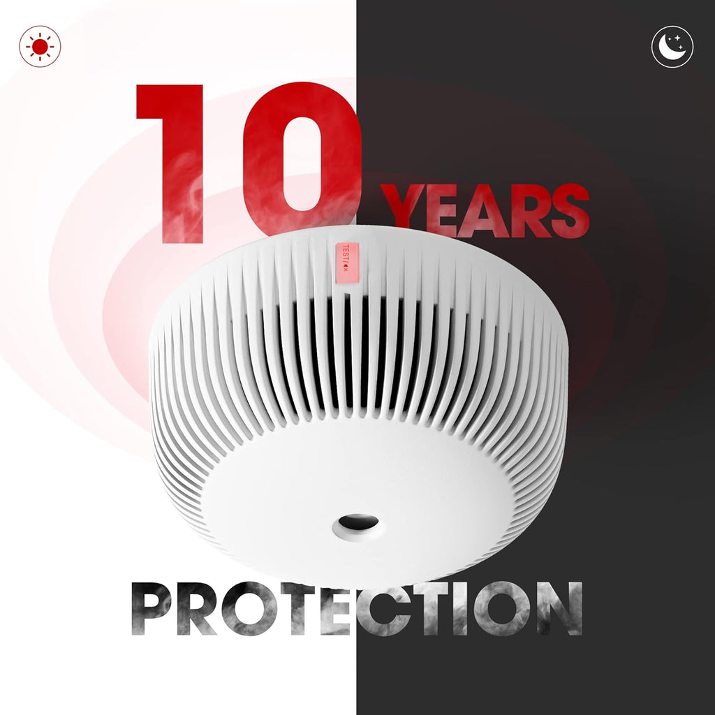 Mini Smoke Detector with 10-Year Battery, Photoelectric Sensor, Pack of 6 Q176747